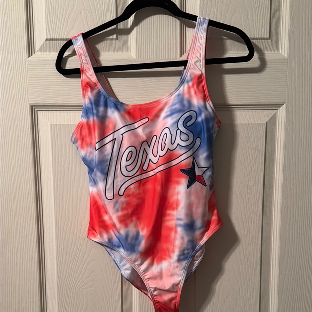 Red and Blue Tie-Dye Texas Swimsuit